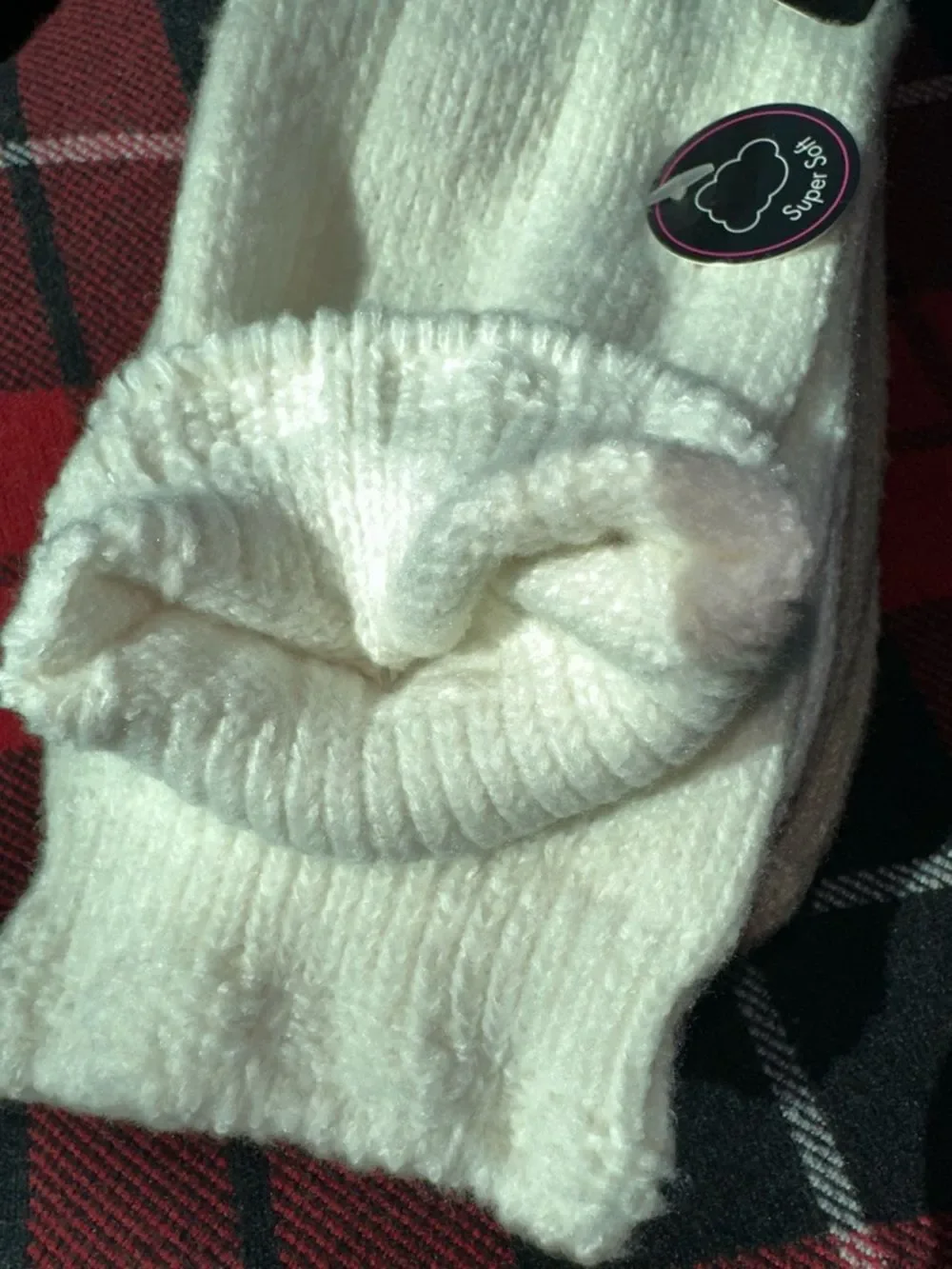 sugar Ladies Ivory Tan Knit Super Soft Cabin Socks 2 pairs